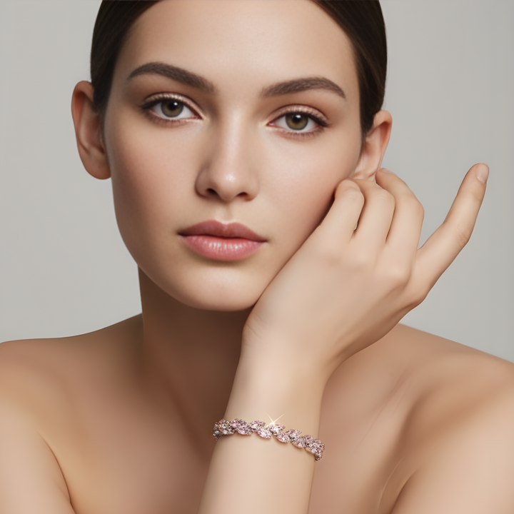 Brățara Tennis & Leaf  – Rosé