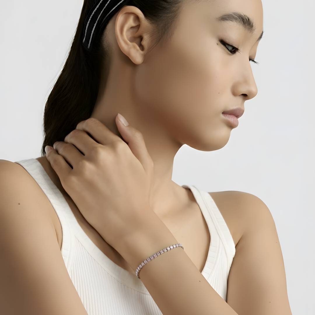 Brățara Tennis & Leaf  – Rosé