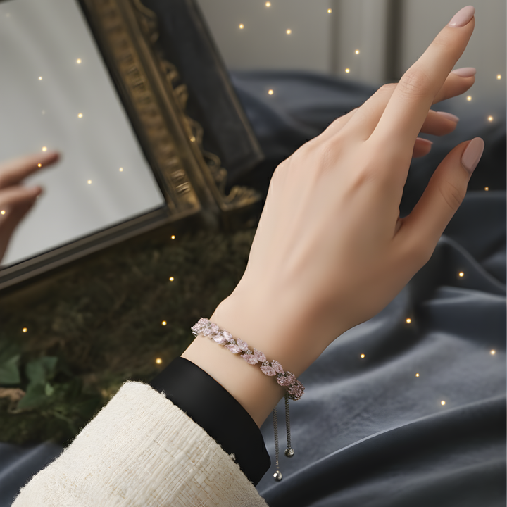 Brățara Tennis & Leaf  – Rosé